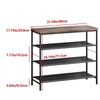 Ingiordar Shoe Rack Organizer 4 Tier Metal Organizer Shelf With Industrial Mdf Board And Layer Fabric For Entryway Closet Bedroo