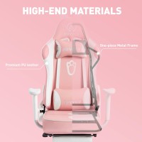 Joyfly Pink Gaming Chair, Gamer Chair With Footrest For Girls Ergonomic Racing Style Computer Pc Office Chair With Bunny Ears For Adults Teens, Headrest And Lumbar Support, 350Lbs, Gift, Pink