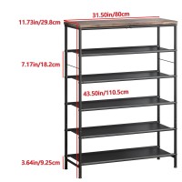 Ingiordar Shoe Rack Organizer 6 Tier Metal Organizer Shelf With Industrial Mdf Board And Layer Fabric For Entryway Closet Bedroo