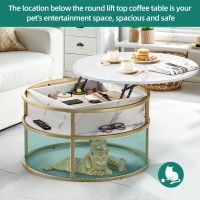 Yitahome Round Lift Top Coffee Table, Coffee Tables For Living Room With Hidden Storage Compartment, Modern Coffee Table With Storage For Home Office,Round Center Tables Living Room,White And Gold