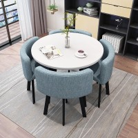 Dinning Room Table Chairs,Modern Dining Set,Kitchen Table And Chairs For 4,Office Conference Table,Small Meeting Room Dining Table Set,Business Reception 1 Table 4 Chairs Set ( Color : Light Blue , Si