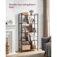 Vasagle Bookshelf, 5-Tier Bookcase, Storage Shelving Unit, Display Shelf With Open Compartments For Living Room Home Office, Bedroom, Industrial, 11.8