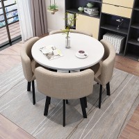 Dinning Room Table Chairs,Modern Dining Set,Kitchen Table And Chairs For 4,Office Conference Table,Small Meeting Room Dining Table Set,Business Reception 1 Table 4 Chairs Set (Color : Khaki, Size :