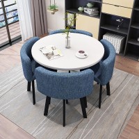 Dinning Room Table Chairs,Modern Dining Set,Kitchen Table And Chairs For 4,Office Conference Table,Small Meeting Room Dining Table Set,Business Reception 1 Table 4 Chairs Set (Color : Dark Blue, Siz