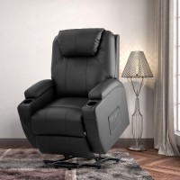 Jummico Power Lift Recliner Chair With Heat And Massage For Elderly Pu Leather Modern Reclining Sofa Chair With Cup Holders, Remote Control, Adjustable Furniture (Black)