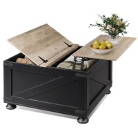 Wlive Farmhouse Coffee Table,Square Wood Lift Top Coffee Table With Storage,Center Table For Living Room,Home Office,Black And Grey Oak