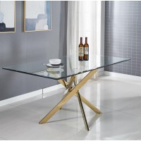 51Inch Dining Table For 4-6 Pepole, Modern Glass Dining Table With 0.39