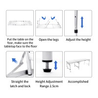 Moosinily 6 Ft Folding Table Adjustable Height Camping Table Aluminum Portable Table With Handle Trifold Outdoor Table Picnic B