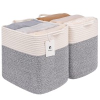 Laughbird Laundry Basket Tall Storage Basket Decorative Cube Storage Bin Yarn Collapsible Soft Woven Basket Handles For Shelves,Toys, Cloth For Organizing-14