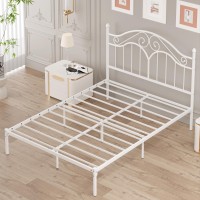 Elephance Queen Size Metal Bed Frame With Vintage Headboard 11 Inches Storage Space Platform Bed No Box Spring Needed Easy Assem