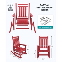 Serwall Outdoor Rocking Chair Set Of 2 Hdpe Rocking Chairs For Adult All Weather Porch Rockers For Lawn Garden Red