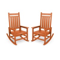 Serwall Outdoor Rocking Chair Set For Porch Chair Set Of 2 Light Orange