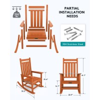 Serwall Outdoor Rocking Chair Set For Porch Chair Set Of 2 Light Orange