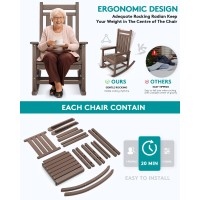 Serwall Outdoor Rocking Chair Set Of 4 Hdpe Rocking Chairs For Adult All Weather Porch Rockers For Lawn Garden Brown