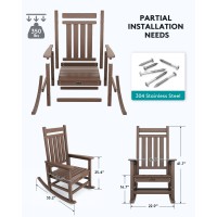 Serwall Outdoor Rocking Chair Set Of 4 Hdpe Rocking Chairs For Adult All Weather Porch Rockers For Lawn Garden Brown