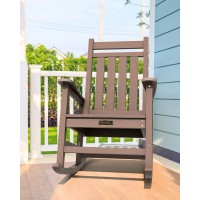 Serwall Outdoor Rocking Chair Set Of 4 Hdpe Rocking Chairs For Adult All Weather Porch Rockers For Lawn Garden Brown