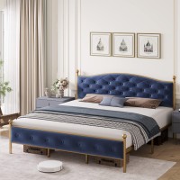 Assile Queen Size Velvet Upholstered Bed Frame With 10.2