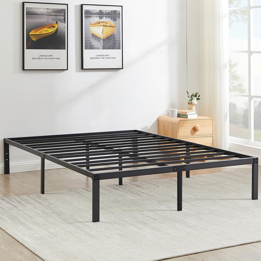 Vecelo 14 Inch Metal Platform Bed Frame,Heavy Duty Steel Slat/Noise Free&No Box Spring Needed/Easy Assembly Mattress Foundation, Queen Size