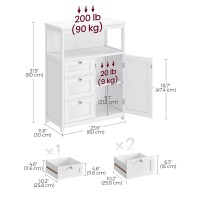 Vasagle Bathroom Floor Storage Cabinet, Bathroom Storage Unit With 3 Drawers, Bathroom Cabinet Freestanding, Adjustable Shelf, 11.8 X 23.6 X 31.5 Inches, White Ubbc542P31V1