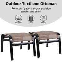 Deguifei Patio Ottoman Outdoor Footstools Assembled Aluminum Footrest Small Seat For Balcony Backyard 2 Pack Brown