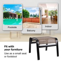 Deguifei Patio Ottoman Outdoor Footstools Assembled Aluminum Footrest Small Seat For Balcony Backyard 2 Pack Brown