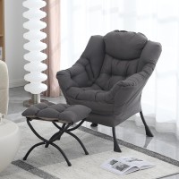 Mbooyome Lazy Chair With Ottoman Modern Soft Reading Chair Accent Contemporary Lounge Leisure Sofa Chair With Armrests And A Si