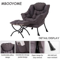 Mbooyome Lazy Chair With Ottoman Modern Soft Reading Chair Accent Contemporary Lounge Leisure Sofa Chair With Armrests And A Si