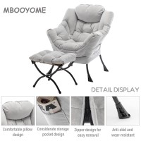 Mbooyome Lazy Chair With Ottoman Modern Soft Reading Chair Accent Contemporary Lounge Leisure Sofa Chair With Armrests And A Si