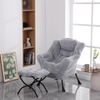 Mbooyome Lazy Chair With Ottoman Modern Soft Reading Chair Accent Contemporary Lounge Leisure Sofa Chair With Armrests And A Si