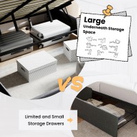 Sha Cerlin Full Size Lift Up Storage Bedmodern Wingback Headboardupholstered Platform Bed Framehydraulic Storageno Box Sprin