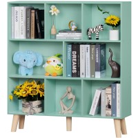 Leyaoyao 8 Cube Bookshelf 3Tier Bookcase With Legs Mintgreen Kids Book Shelf Cute Storage Organizer Large Open Toy Shelves M