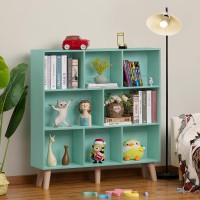 Leyaoyao 8 Cube Bookshelf 3Tier Bookcase With Legs Mintgreen Kids Book Shelf Cute Storage Organizer Large Open Toy Shelves M