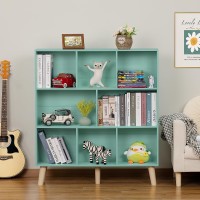 Leyaoyao 8 Cube Bookshelf 3Tier Bookcase With Legs Mintgreen Kids Book Shelf Cute Storage Organizer Large Open Toy Shelves M