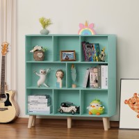 Leyaoyao 8 Cube Bookshelf 3Tier Bookcase With Legs Mintgreen Kids Book Shelf Cute Storage Organizer Large Open Toy Shelves M