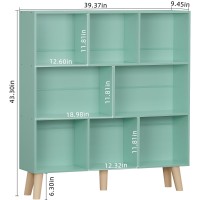 Leyaoyao 8 Cube Bookshelf 3Tier Bookcase With Legs Mintgreen Kids Book Shelf Cute Storage Organizer Large Open Toy Shelves M