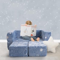 Memorecool Glowinthedark Space Kids Modular Play Couch Blue Foldout Toddler Sofa For Bedroom And Playroom