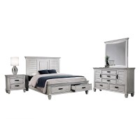 Franco 4piece Queen Storage Bedroom Set Antique White