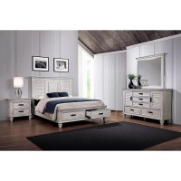 Franco 4piece Queen Storage Bedroom Set Antique White