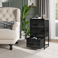 Nicehill Nightstand, Dresser With 3 Drawers, Bedside Table Chest Of Drawers, Small Dresser For Bedroom, Kids' Room, Closet, Kids Dresser With Wooden Top Steel Frame, Modern, Black Wood Grain