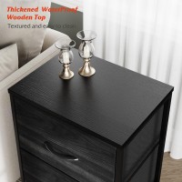 Nicehill Nightstand, Dresser With 3 Drawers, Bedside Table Chest Of Drawers, Small Dresser For Bedroom, Kids' Room, Closet, Kids Dresser With Wooden Top Steel Frame, Modern, Black Wood Grain