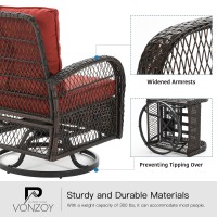 Vonzoy 3 Pieces Patio Furniture Set Outdoor Swivel Glider Rocker Wicker Patio Bistro Set With Rocking Chair Thickened Cushion