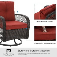 Vonzoy 3 Pieces Patio Furniture Set Outdoor Swivel Glider Rocker Wicker Patio Bistro Set With Rocking Chair Thickened Cushion