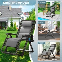 Aboron Zero Gravity Chair Premium Outdoor Lawn Folding Lounge Chairs Sturdy Adjustable Reclining Patio Chairs With Built In Cushion Headrest & Tray