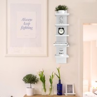 Bloddream 5 Tier Wall Shelves White Vertical Column Shelf Floating Storage Home Decor Organizer Tall Tower Design Utility Shelv