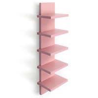 Bloddream 5 Tier Wall Shelves Pink Vertical Column Shelf Floating Storage Home Decor Organizer Tall Tower Design Utility Shelvi