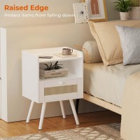 Superjare Nightstands With Charging Station Bedside Table Set Of 2 With Pe Rattan Drawers Rattan Side Table With Storage Sol