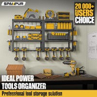 Spampur Power Tool Organizer 15 Min Quick Assembly Max 150Lb Load By Heavy Duty Metal 8 Slots 4 Shelves For Cordless Drill I