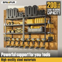 Spampur Power Tool Organizer 15 Min Quick Assembly Max 150Lb Load By Heavy Duty Metal 8 Slots 4 Shelves For Cordless Drill I