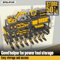 Spampur Power Tool Organizer 15 Min Quick Assembly Max 150Lb Load By Heavy Duty Metal 8 Slots 4 Shelves For Cordless Drill I