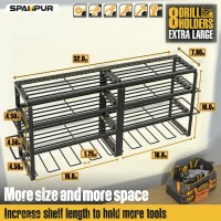 Spampur Power Tool Organizer 15 Min Quick Assembly Max 150Lb Load By Heavy Duty Metal 8 Slots 4 Shelves For Cordless Drill I